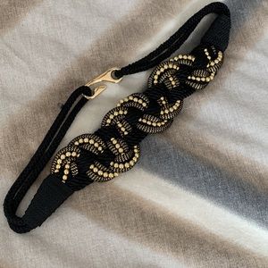 Vintage black and gold woven belt